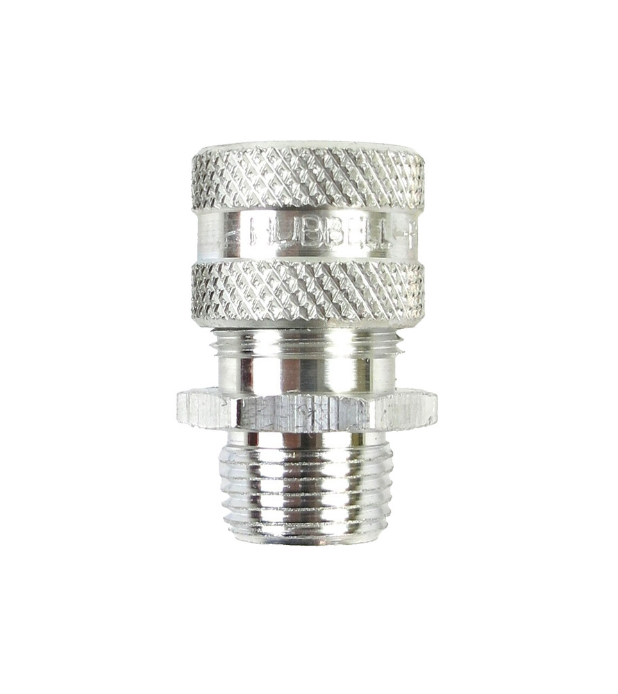 Hubbell SHC1010 Aluminum Straight Male Cord Connector 3/8″ NPT x .25″-.312 Cable