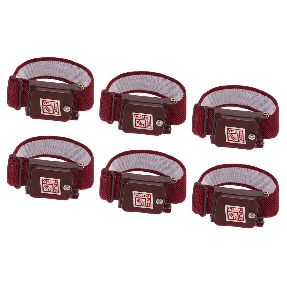 6Pcs Anti Static Wrist Strap ESD Bracelet Adjustable Cordless Spare Maroon Red