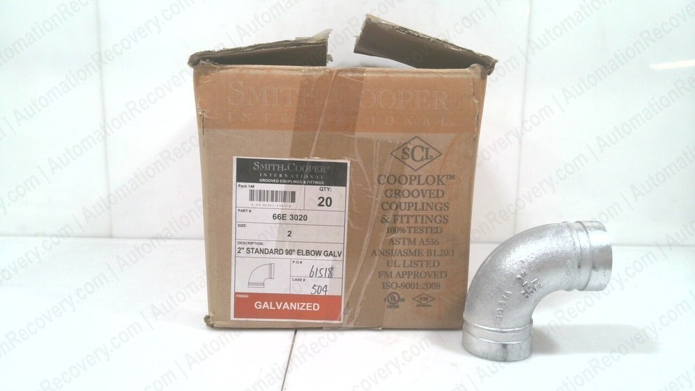 SMITH-COOPER 66E 3020 GROOVED 90-DEGREE ELBOW, SEE DESC #331257