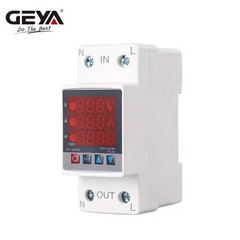 GEYA Over Current Surge Protector Over&Under voltage Kwh Power Meter 63A 220V