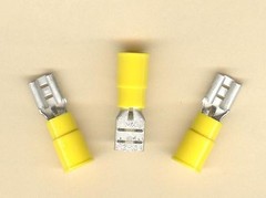 25 YELLOW Female Quick Disconnect Terminal Connector #12-10 Wire Gauge .250 Tab