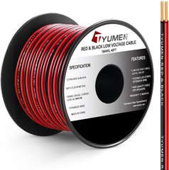 40FT 18 Gauge 2pin 2 Color Red Black Cable Hookup Electrical Wire LED Strips …