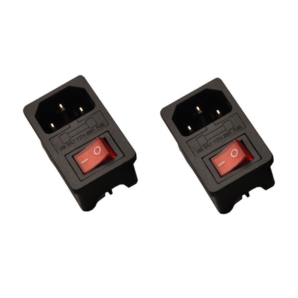 2PCS 250V 10A Rocker Switch with Fused IEC320 C14 Inlet Power Switch Connector