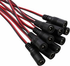 DC Power Pigtial Cable 22AWG DC 2.1mm x 5.5mm Male and Female Connectors