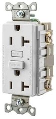 Hubbell GF20W, 125 VAC, 20 A, NEMA 5-20R, White, Self-Test GFCI Receptacle, 1 pc