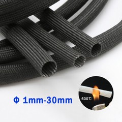 Black Fibreglass High Temperature Sleeving Wire Harness Cable Insulating Tube