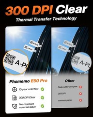 Phomemo PET Cable Label for E50RPO, All-Weather Indoor/Outdoor, Square Self-A…