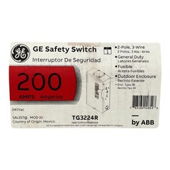 GE ABB TG3224R 200A 240V Fusible Safety Switch 2-Pole NEMA 3R Outdoor Disconnect