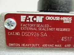 EATON, CROUSE-HINDS, DSD926 SA, FRONT OPERATED SELECTOR SWITCH COVER ASSEMBLY