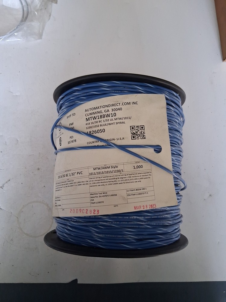 AUTOMATION DIRECT 18 16/30 BC 1/32” PVC Blue/white 1000 FT