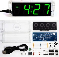 DIY 4-Digit Digital Green LED Electronic Alarm Clock Kit Soldering Practice