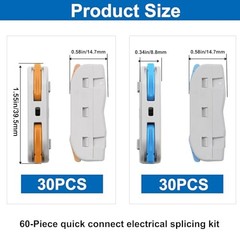 60PCS Lever Wire Connectors Quick Connect Electrical Splicing Kit AWG 28-12