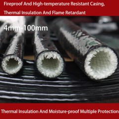 Silicone Fibreglass Fire Sleeving High Temp Insulating Hose Black 4mm~100mm
