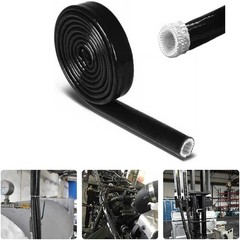 Silicone / Fibreglass Fire Sleeving Protective Heat Shield Sleeve Black φ4-100mm