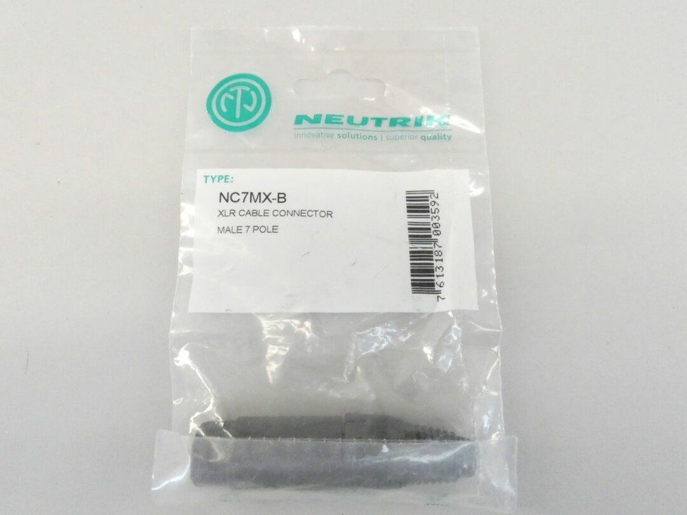 Neutrik NC7MX-B XLR Cable Connector, Male 7P – NEW Surplus!