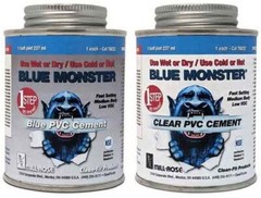 Blue Monster 76033, 1/2 Pint, Liquid, 1-Step, Medium Body, PVC Cement, 1 pc