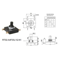 4Position Square Rotary Switch 250V3A Multi-band Coded Knob Switch Speed Control