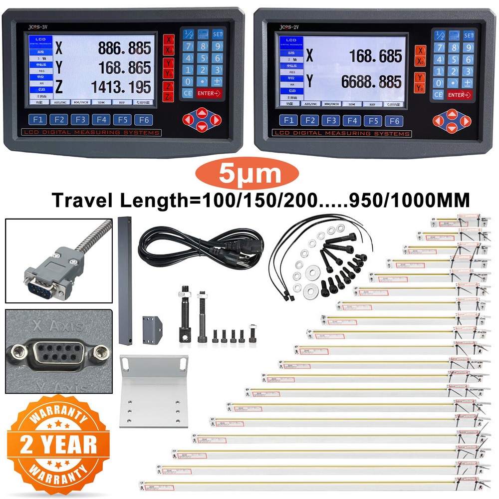 2/3 Axis Digital Readout Linear Scale DRO Display 5μm for Bridgeport/Knee Mill