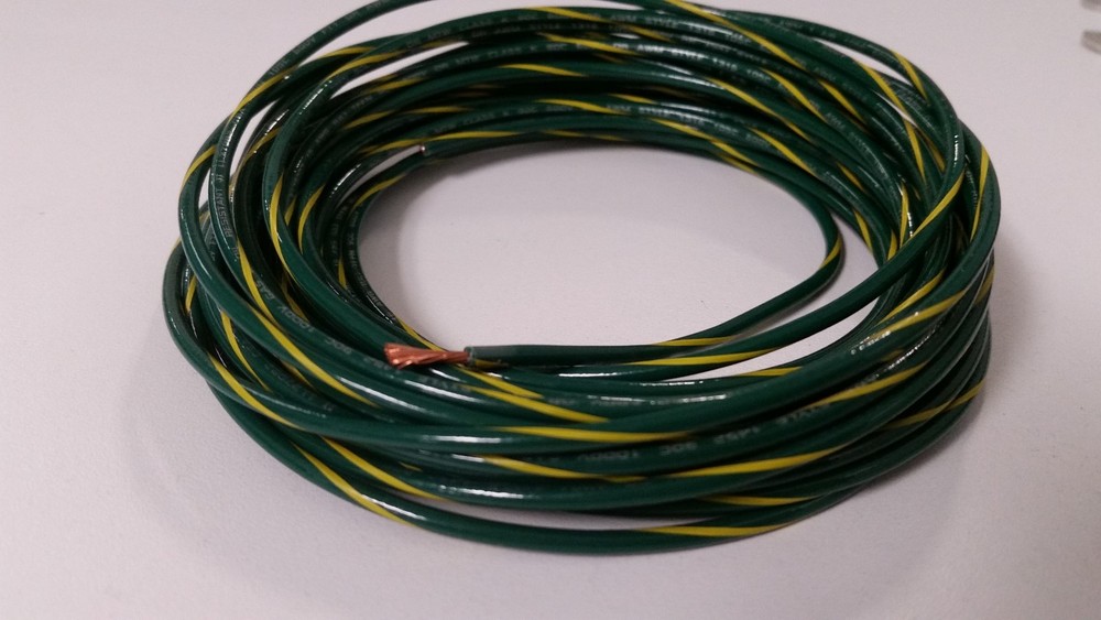 16 GAUGE TFFN WIRE GREEN YELLOW 2500 FEET 600V COPPER STRANDED GROUND