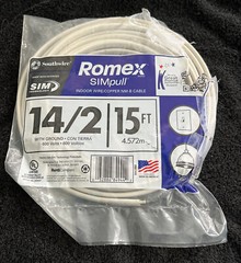 SOUTHWIRE ROMEX 15 FT. 14-2 SOLID WHITE INDOOR WHITE COPPER CABLE
