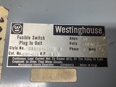 Westinghouse 373D878G02 Fusible Bus Plug Busway COP-321 240V 30A #142G159PR7*CO