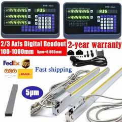 2/3 Axis DRO Display Digital Readout 5µm Linear Glass Scale Kit for Mill Lathe