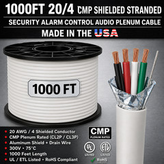 1000FT 20/4 CMP Shielded Stranded Security Alarm Control Audio Plenum Cable