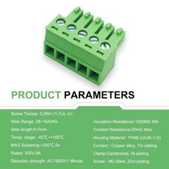 3.81mm 3 Pin Phoenix PCB Screw Terminal Block Plug Connec Size: 3 Pin (20 Pcs)