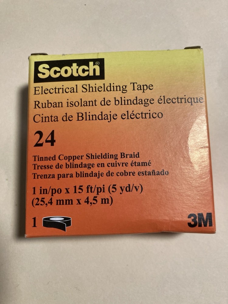 3M Scotch 24 Electrical Shielding Tape 1 Inch, 15 Feet, Tinned Copper Wire Braid