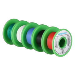 28 Gauge Silicone Wire Kit Red Black White Blue and Green Each 25ft 28 AWG St…