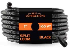 100 Ft 1″ Split Wire Loom Tubing with 7″ Nylon Cable Zip Ties 100 Pieces