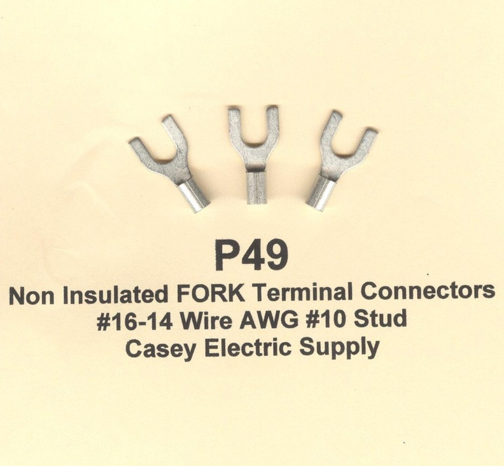 100 Non-Insulated FORK SPADE Terminal Connector #16-14 Wire Gauge #10 Stud USA