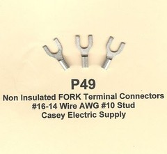 100 Non-Insulated FORK SPADE Terminal Connector #16-14 Wire Gauge #10 Stud USA