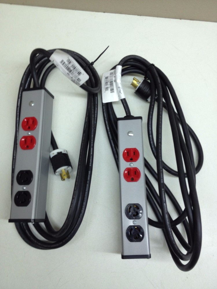 LOT of 2 NEW Wiremold WM1044 120V 15A Relocatable Power Tap 15ft Twist Lock