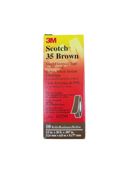 35-BROWN-1/2x20FT, 3M, Vinyl Color Coding Tape 1/2″ x 20′ – BROWN, Lot of 10