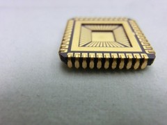 44pin PLCC, QFJ, ceramic leadless chip carrier, wirebond package, cavity, J-lead