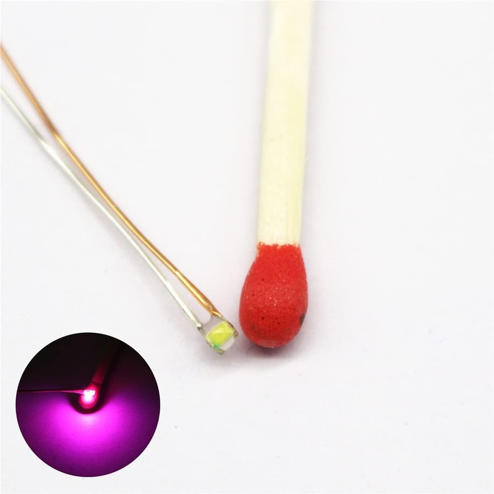 Pre-soldered Micro Litz Wired Leads Pink SMD LED 0603 + Resistor