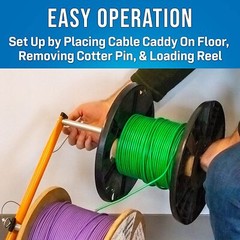 Double Spool Electric Cable Caddy for Coax Wire Reel Dispenser Holder Traveling