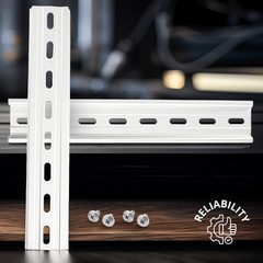 Slotted Aluminum DIN Rail, 35mm x 8”, Silver – 2 Pieces + 4 #10 S.S Screws
