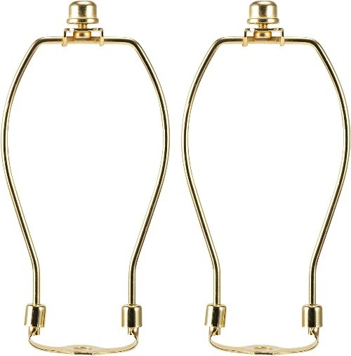 7 Inch Lamp Harp Kit Polished Brass 3/8 Inch Saddle Base Holes Light Duty Pack 2