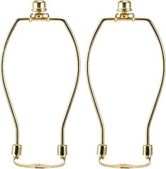 7 Inch Lamp Harp Kit Polished Brass 3/8 Inch Saddle Base Holes Light Duty Pack 2