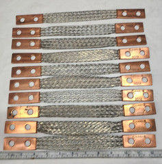 Burndy Flexible Copper Braid, 12″ Long, 2 Holes, 2 Ferrules Model BD12