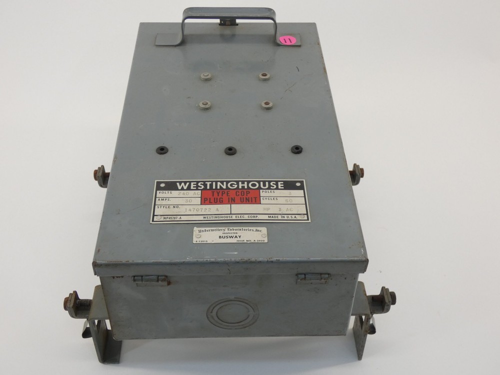 Westinghouse 1470722-A Fusible Bus Plug In Unit Type COP 240V 30A 3P