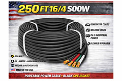 16/4 SOOW Portable Cord 250FT 600V UL CSA Black Flexible Cable USA Made