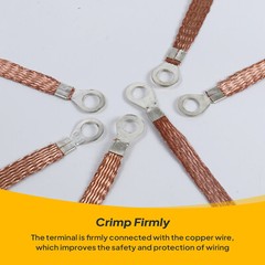 1/4″W 5/16″ Automotive Copper Braid Ground Strap Electric Wire Connect Terminal