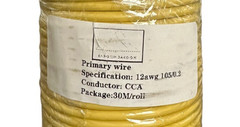 Electrical Primary Wire Spool 12 AWG 105/0.2 CCA Conductor 30M Roll Copper YELLO
