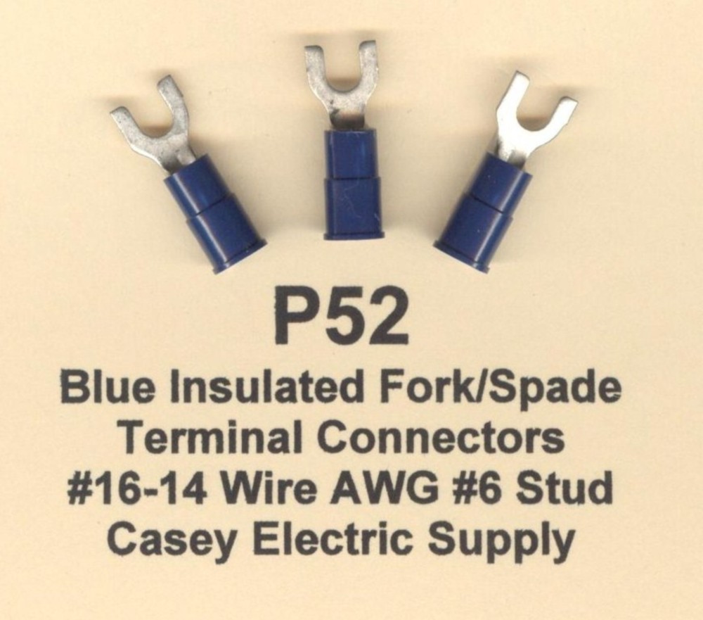 100 BLUE Insulated FORK Spade Terminal Connectors #16-14 Wire AWG #6 Stud MOLEX