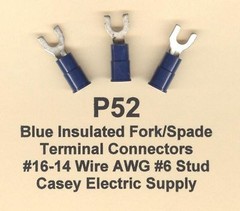 100 BLUE Insulated FORK Spade Terminal Connectors #16-14 Wire AWG #6 Stud MOLEX