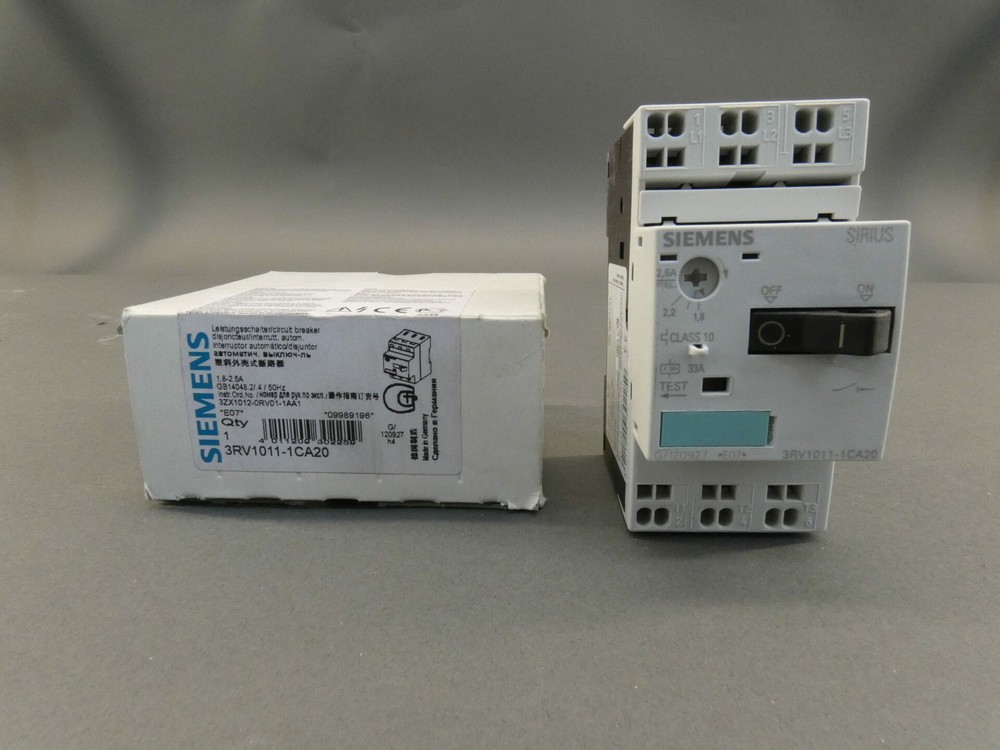 Siemens 3RV1011-1CA20 Circuit Breaker, 1.8-2.5 Amps – NEW Surplus!