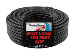 American Terminal 100 Feet Black 5/8″ Split Wire Loom Conduit Corrugated Plastic